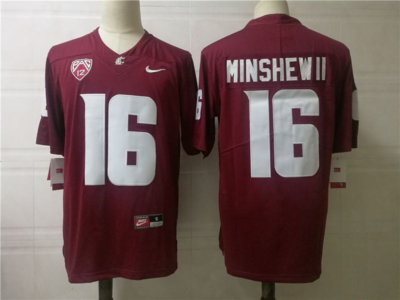 Men Washington State Cougars #16 Minshewii Red 2025 Nike Limited NCAA Jersey